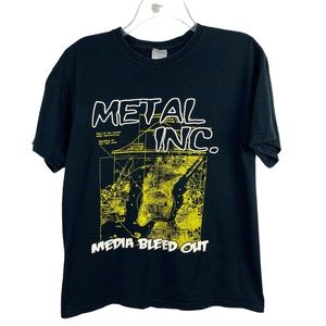 Metal Inc. Media Bleed Out Black Crew Neck Men's T-Shirt Sz M